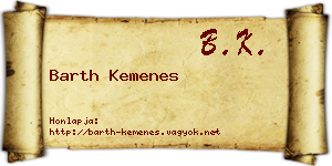 Barth Kemenes névjegykártya